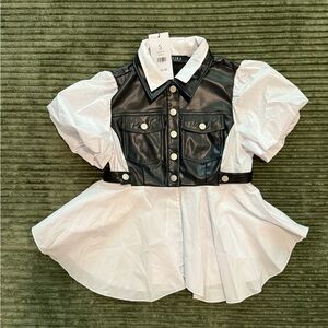 Black and White Puff Sleeve Top